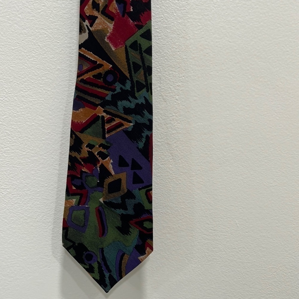 𝅺vintage Galli’s designed in Italy made in Spain silk tie abstract colorful
